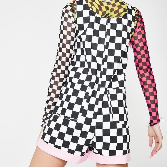 Lazy Oaf Black and White Checkered Jumpsuit - Picture 2 of 4